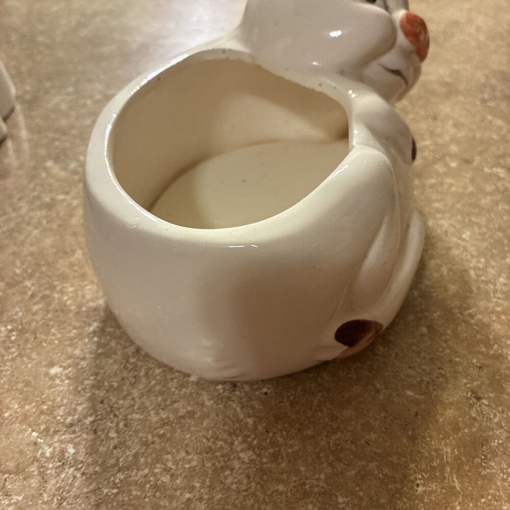 Vintage PIG Ceramic Planter White Pink Farmhouse CottageCore Sponge Holder Soap - Picture 3 of 8